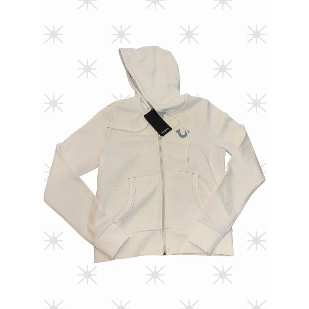 True Religion‎ World Tour White Zip-up Hoodie Size M NWT